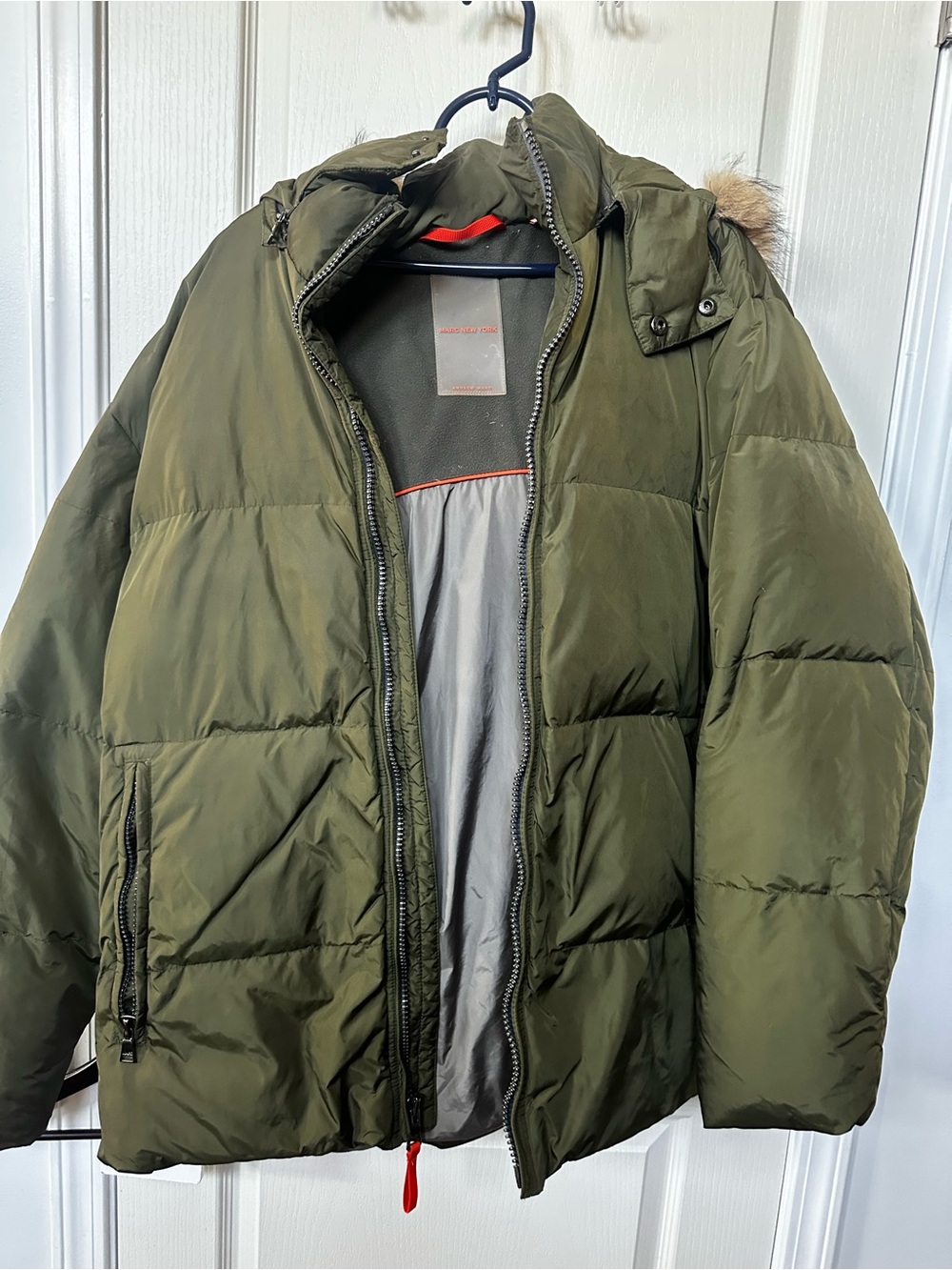 Men's Marc New York Olive Green Puffer Jacket with Hood